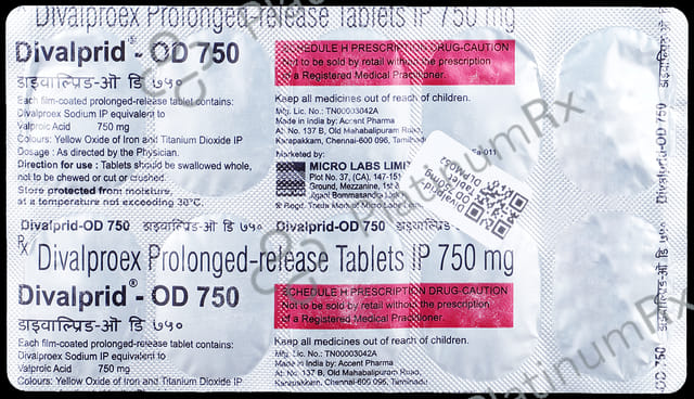 Divalprid OD 750mg Tablet PR 10s
