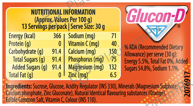 Glucon D Instant Energy Tangy Orange Flavour Powder 400gm