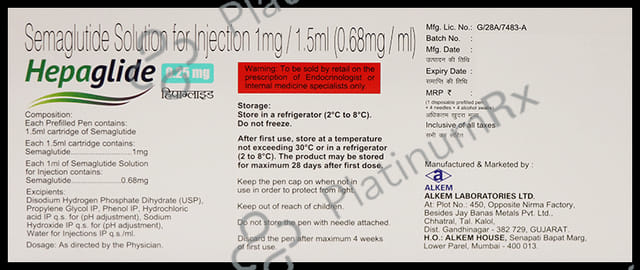Hepaglide 0.25mg Pen Injection 1.5ml