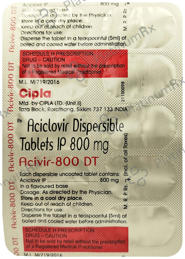 Acivir 800mg DT Tablet 10s