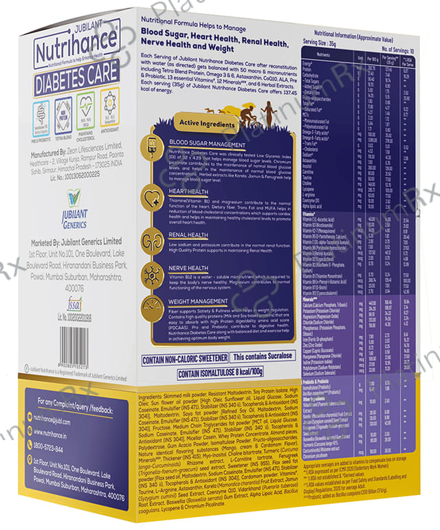 Jubilant Nutrihance Diabetes Care Sachet (35gm Each) - Gluten Free - Flavour Mango Badam