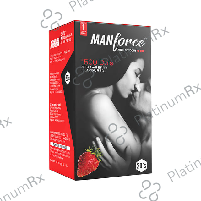 Manforce 1500 Dots Xotic Flavour Strawberry Condom 20s