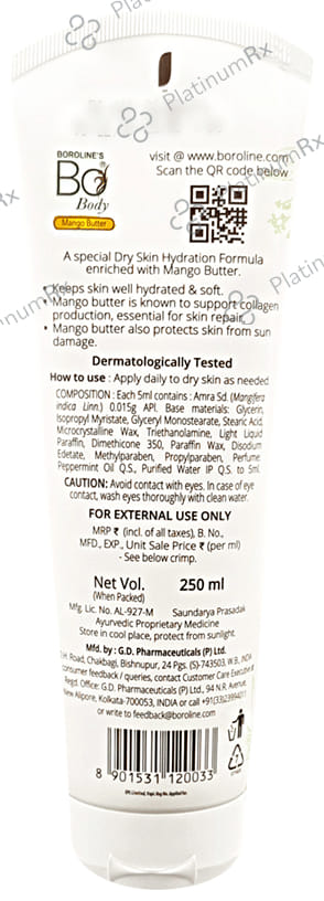 Boroline BO Extra Hydration Body Lotion for Dry Skin with Mango Butter 250ml