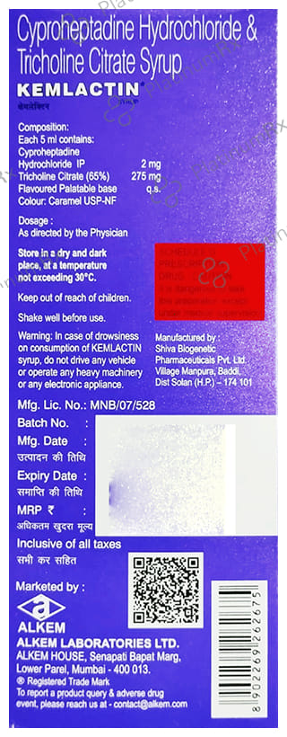 Kemlactin 2/275mg Black Currant Flavour Sugar Free Syrup 200ml