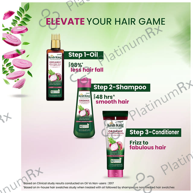 Kesh King Organic Onion Oil with Curry Leaves Reduces Hair Fall - Infused with 21 Ayurvedic Herbs 100 ml