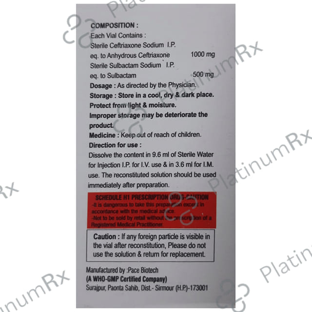 Septriaxone SB 1000/500mg Injection 1s