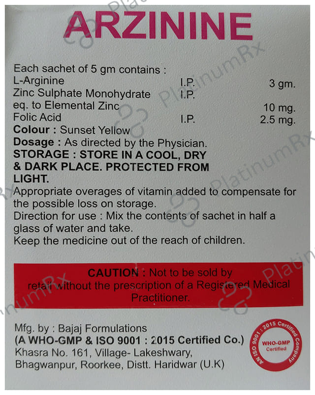 Arzinine Lemon Granules Sugar Free 5gm