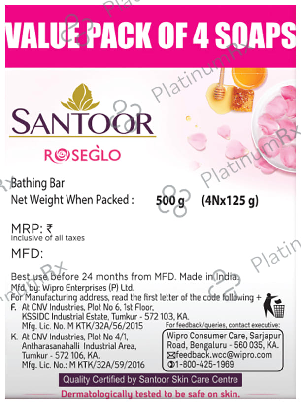 Santoor Roseglo Soap (125gm Each)