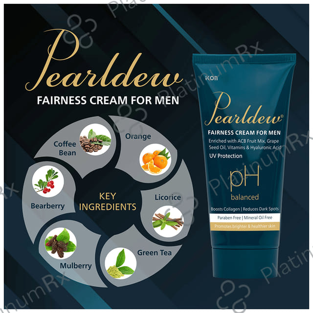 Pearldew pH Balanced Fairness Cream for Men (50gm Each) 4 Tubes