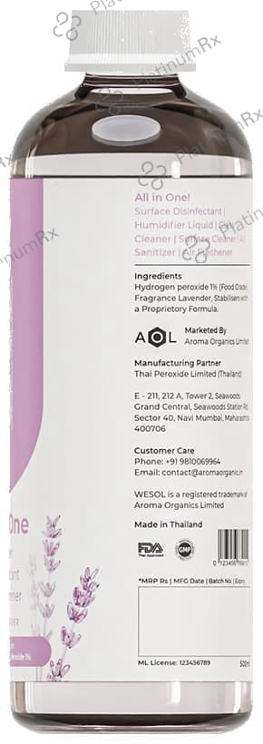 Wesol Food Grade Hydrogen Peroxide 1% All in One Multi Surface Cleaner Liquid, Disinfectant and Air Freshener Rich Lavender