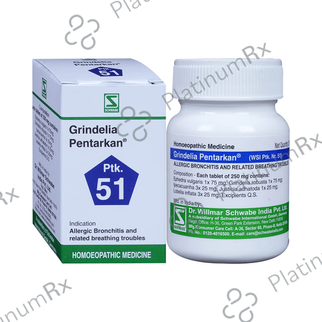 Dr Willmar Schwabe India Grindelia Pentarkan Ptk 51 Tablet