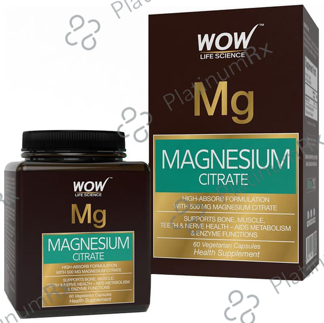 WOW Life Science Magnesium Citrate Vegetarian Capsules