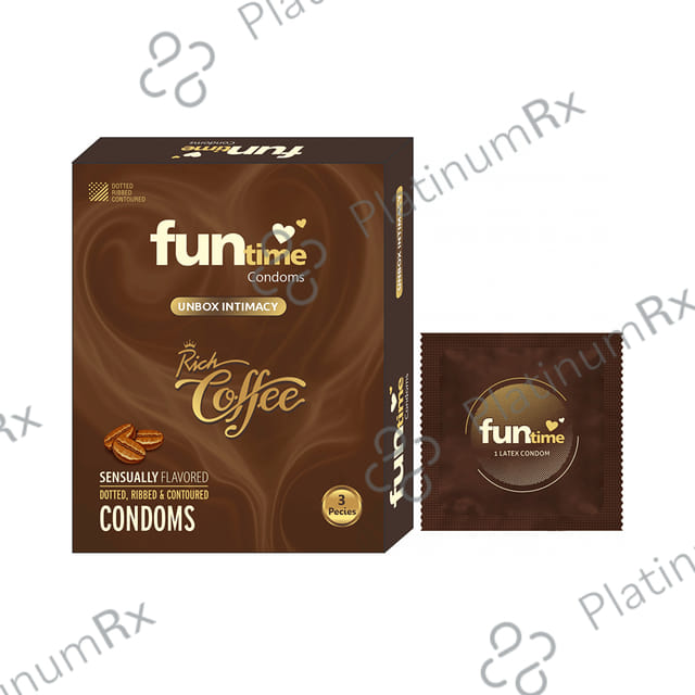 Funtime Dotted Ribbed & Contoured Rich Coffee Flavour Condom 3s