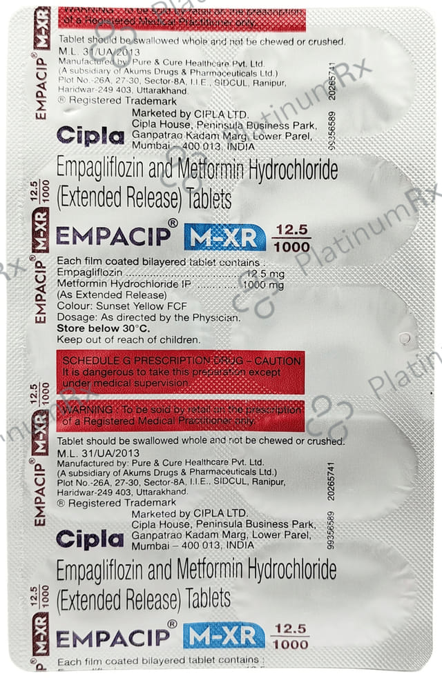 Empacip M XR 12.5/1000mg Tablet 10s