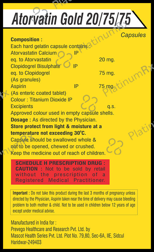 Atorvatin Gold 20/75/75mg Capsule 10s