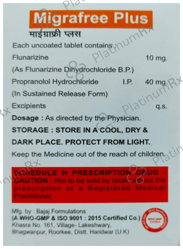 Migrafree Plus 10/40mg Tablet 10s
