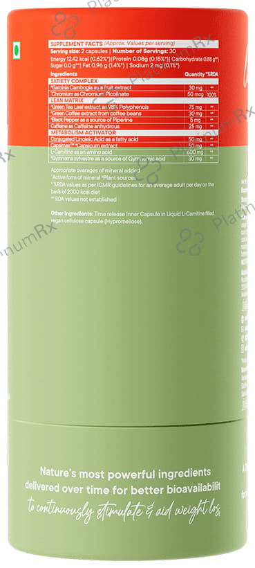 Wellbeing Nutrition Slow Burn with L-Carnitine, Caffeine & Chromium for Weight Management - Capsule