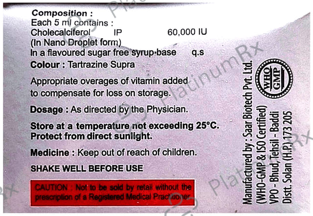 Calrodik D3 Nano Shot 60000IU Oral Solution 4X5ml