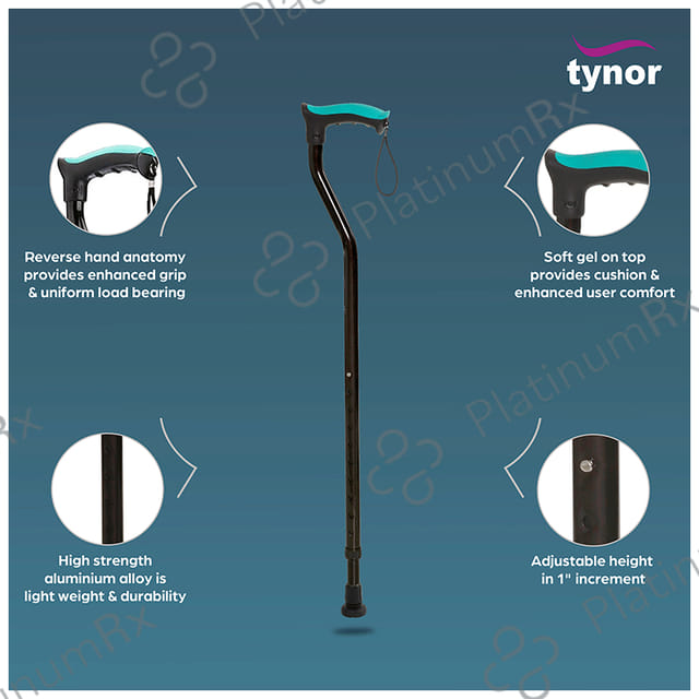 Tynor L-07 Walking Stick (Soft Top) Universal Black