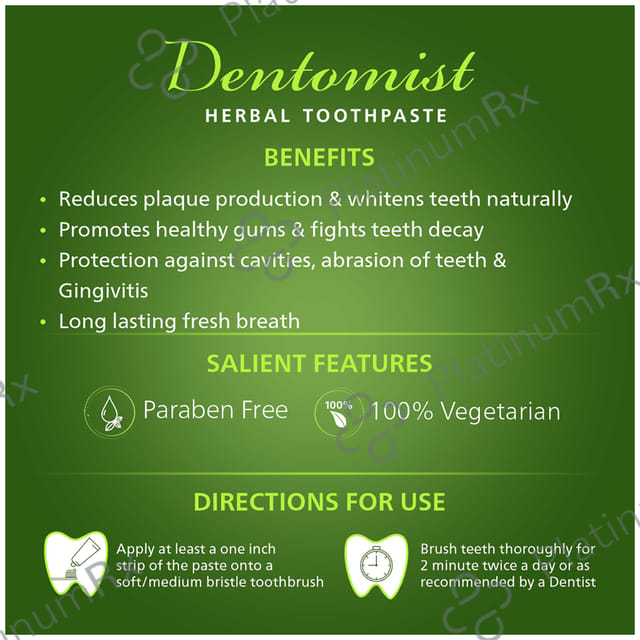 Dentomist Herbal Toothpaste (100gm Each) 1 Tube