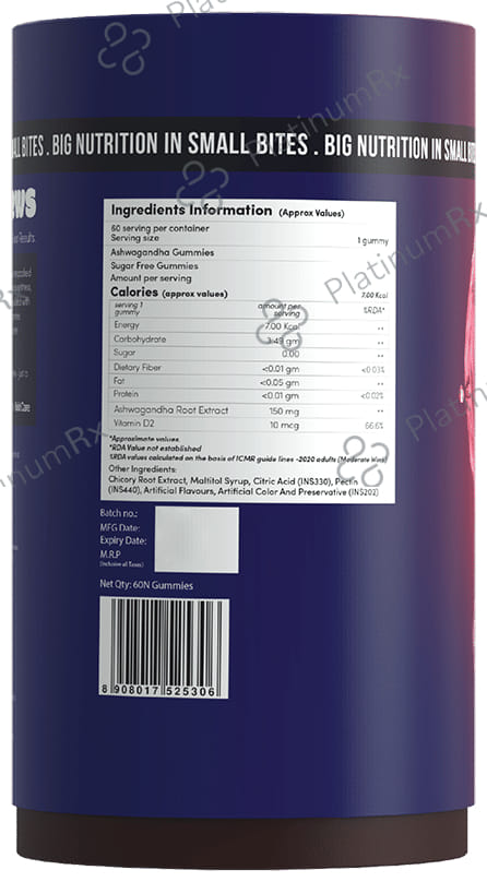Bold Care Chew Love Better Pure Ashwagandha Gummy Mixed Fruit Sugar Free