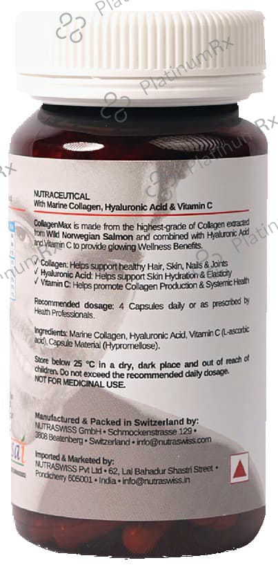 Nutraswiss CollagenMax with Hyaluronic Acid & Vitamin C for Hair, Skin, Nails & Joints - Capsule