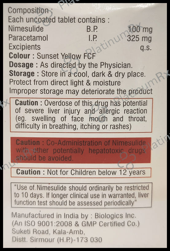 Rekin NP 100/325mg Tablet 10s