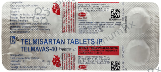 Telmavas 40mg Tablet 10s