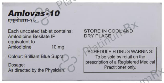 Amlovas 10mg Tablet 15s