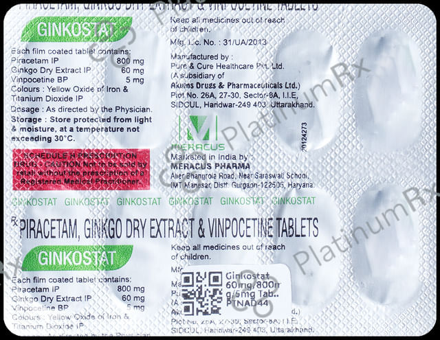 Ginkostat 60mg/800mg/5mg Tablet