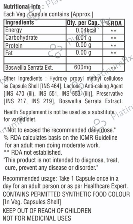 Nutrigrow Boswellia Serrata Veg Capsule