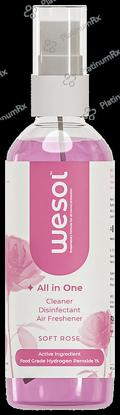 Wesol Food Grade Hydrogen Peroxide 1% All In One Multi Surface Cleaner Liquid, Disinfectant and Air Freshner (100ml Each) Soft Rose 1 Bottle