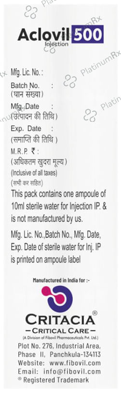 Aclovil 500mg Injection 1s