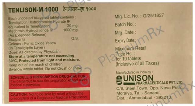 Tenlison-M 1000mg/20mg Tablet