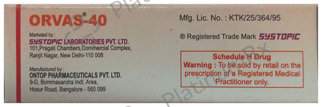 Orvas 40mg Tablet 10s