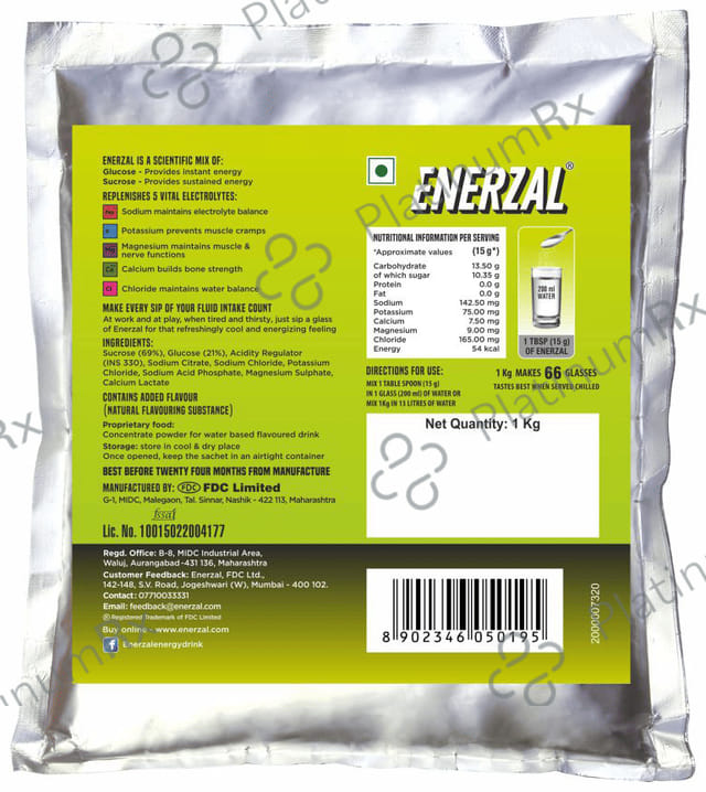 Enerzal Energy & Electrolyte Drink Lime Flavour Powder 1kg