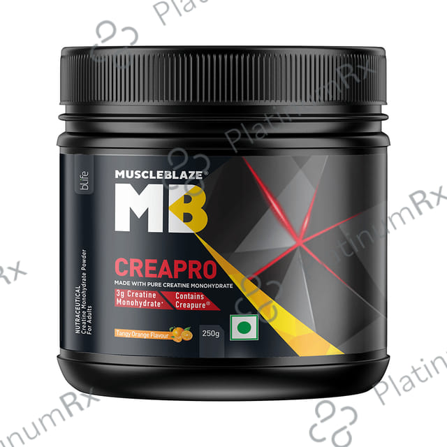 MuscleBlaze Creapro Creatine - With Creapure for Lean Muscles, Energy & Strength - Tangy Orange