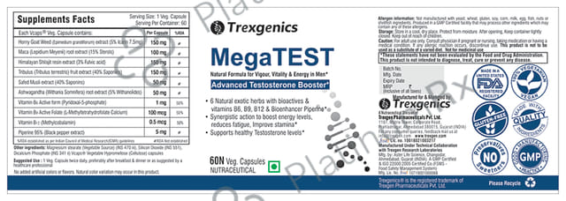 Trexgenics Megatest Testosterone Booster Veg Capsule