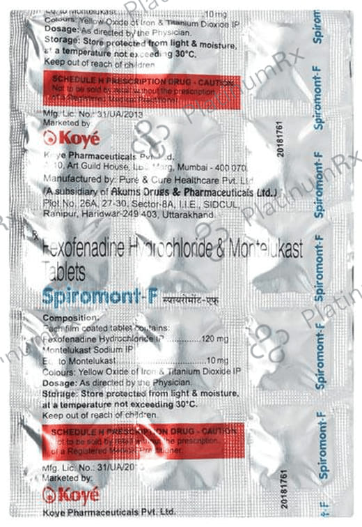Spiromont F 120/10mg Tablet 15s