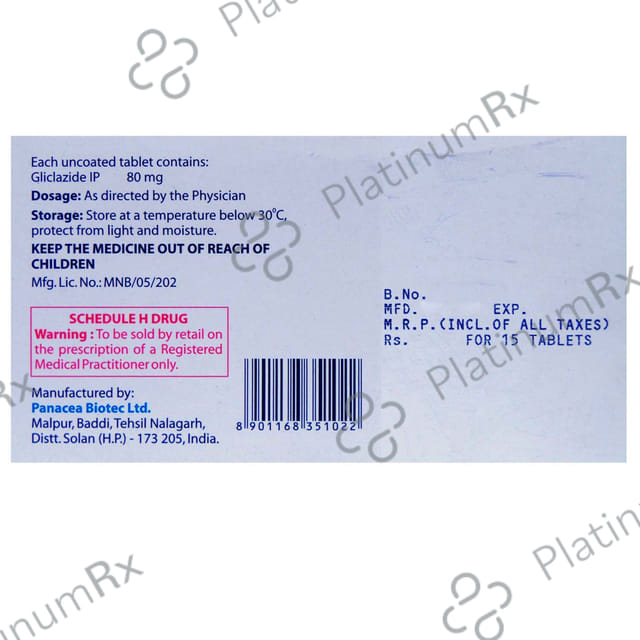 Glizid 80mg Tablet 15s