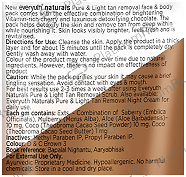 Everyuth Naturals Pure & Light Tan Removal Pack Chocolate & Cherry