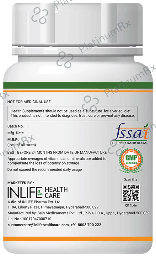 Inlife Bonelife Plus - With Calcium, Zinc Magnesium, Vitamin D2+K2 with Folic Acid for Bone Health - Tablet