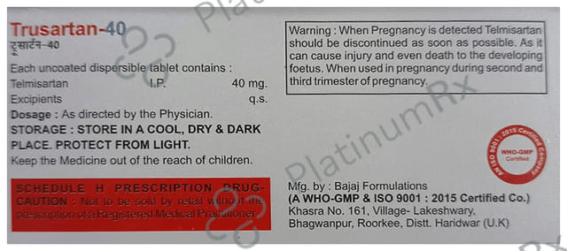 Trusartan 40 Tablet DT