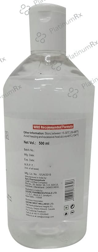 Ozone Ethanol Antiseptic Gel Hand Sanitizer 500 ml