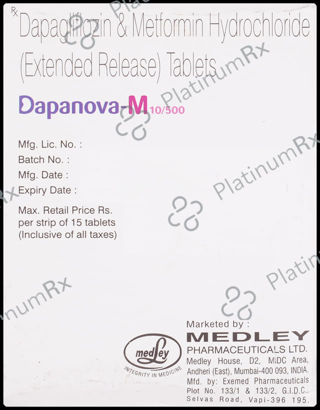 Dapanova M 10/500mg Tablet 15s