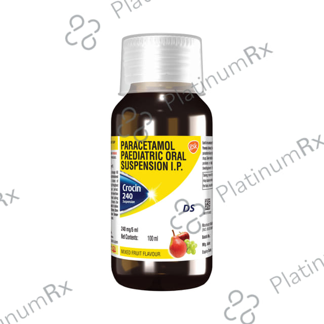Crocin 240mg DS Suspension Mixed Fruit Flavour 100ml