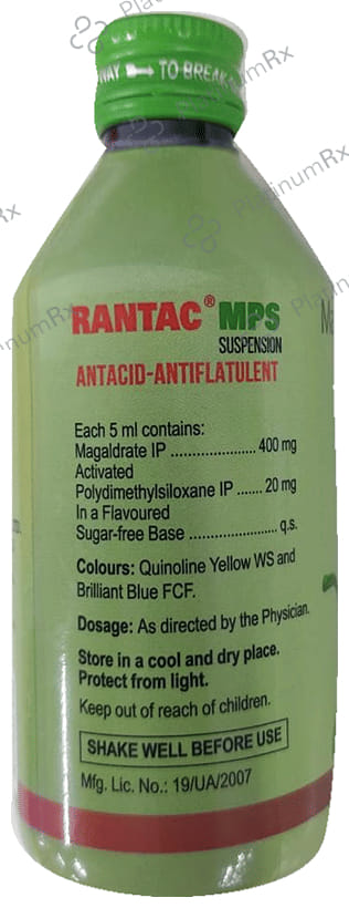 Rantac MPS 20/400mg Elaichi Oral Suspension 200ml