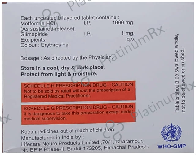 Zucaglim M 1/1000mg Forte Tablet SR 10s