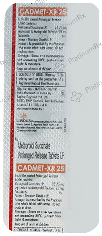 Cadmet 25mg Tablet XR 10s