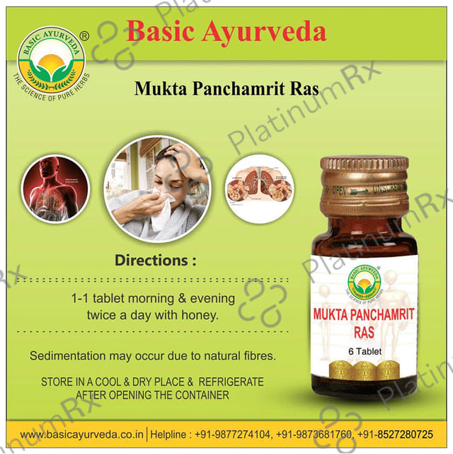 Basic Ayurveda Mukta Panchamrit Ras 6 tablets